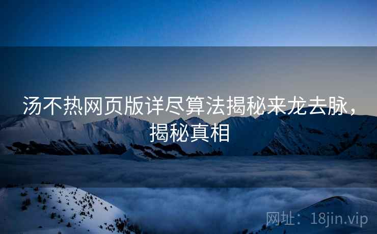 汤不热网页版详尽算法揭秘来龙去脉，揭秘真相
