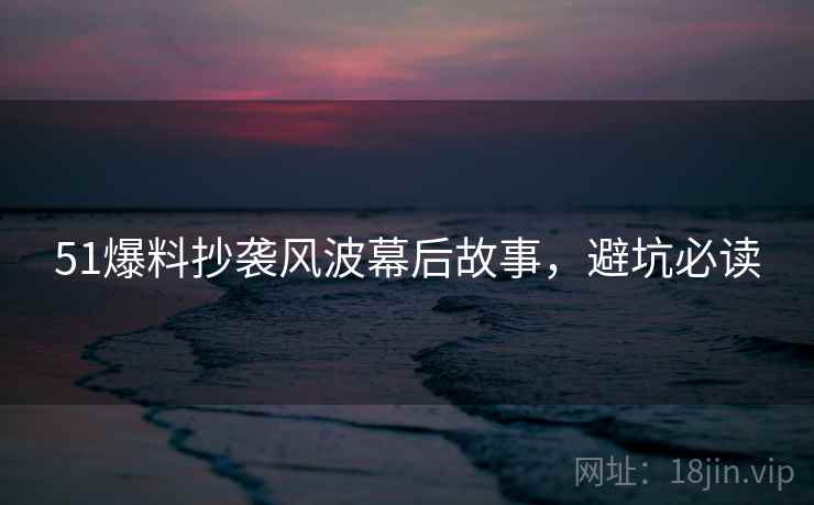 51爆料抄袭风波幕后故事，避坑必读